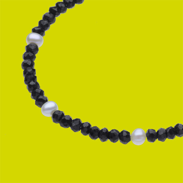 Spinell-Armband mit Perlen, Silber, rhodiniert, 18 cm